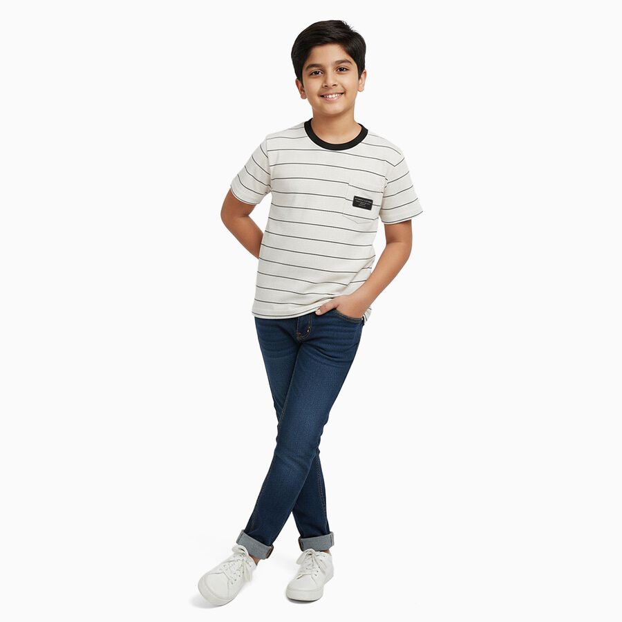 Boys' Half Sleeves T-Shirt, ऑफ व्हाइट, large image number null