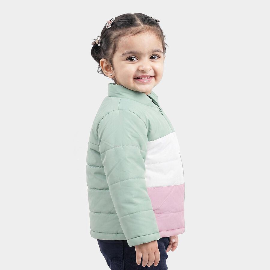 Infants Mint Green Stand Collar Puffer Jacket, Light Green, large
