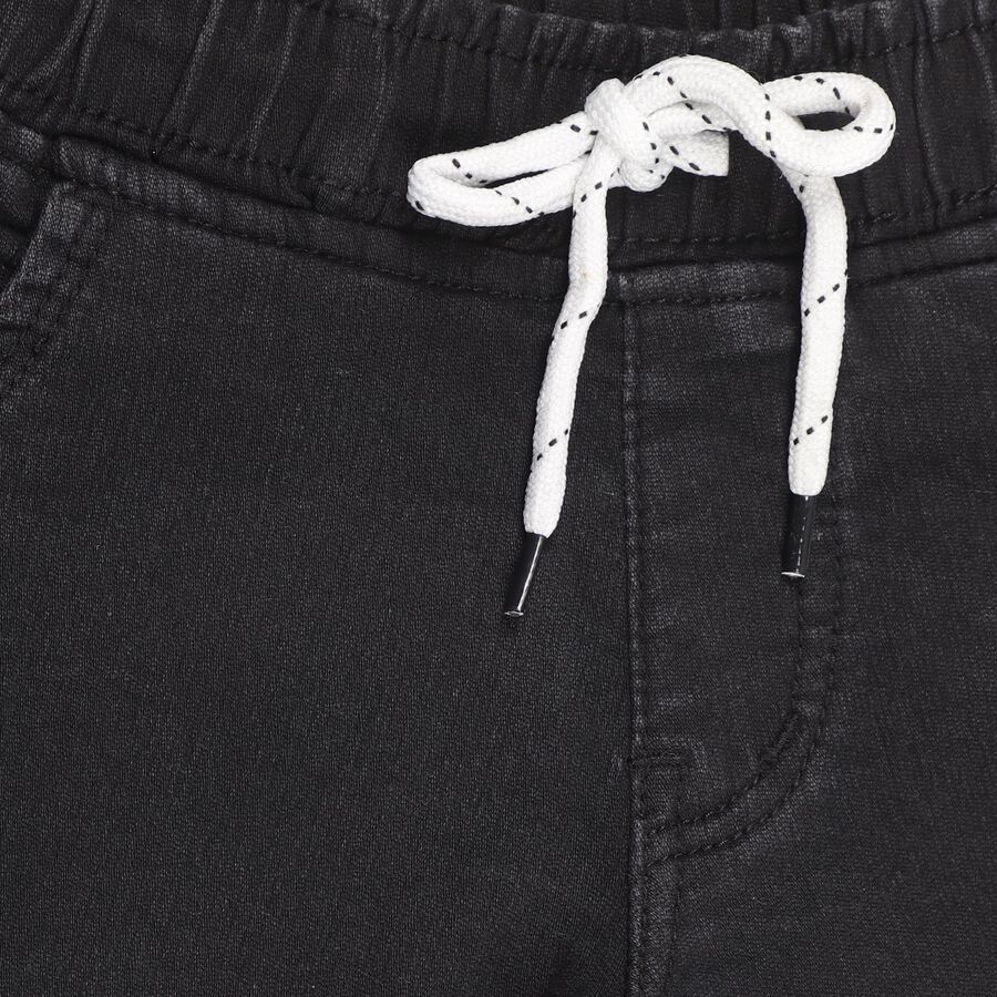 Boys' Faded Black Regular Fit Elastic Waist Jeans, काला, large image number null