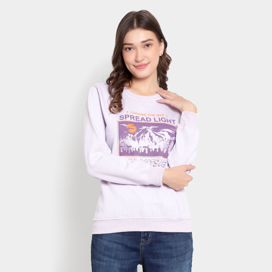 Round Neck Sweatshirt, Lilac, large image number null