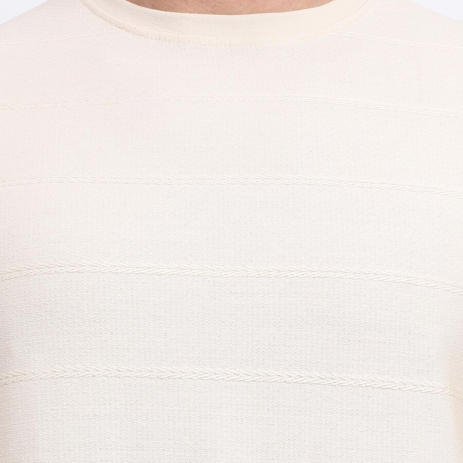 Men's 100% Cotton Round Neck Half Sleeves T-Shirt , Ecru Melange, large image number null