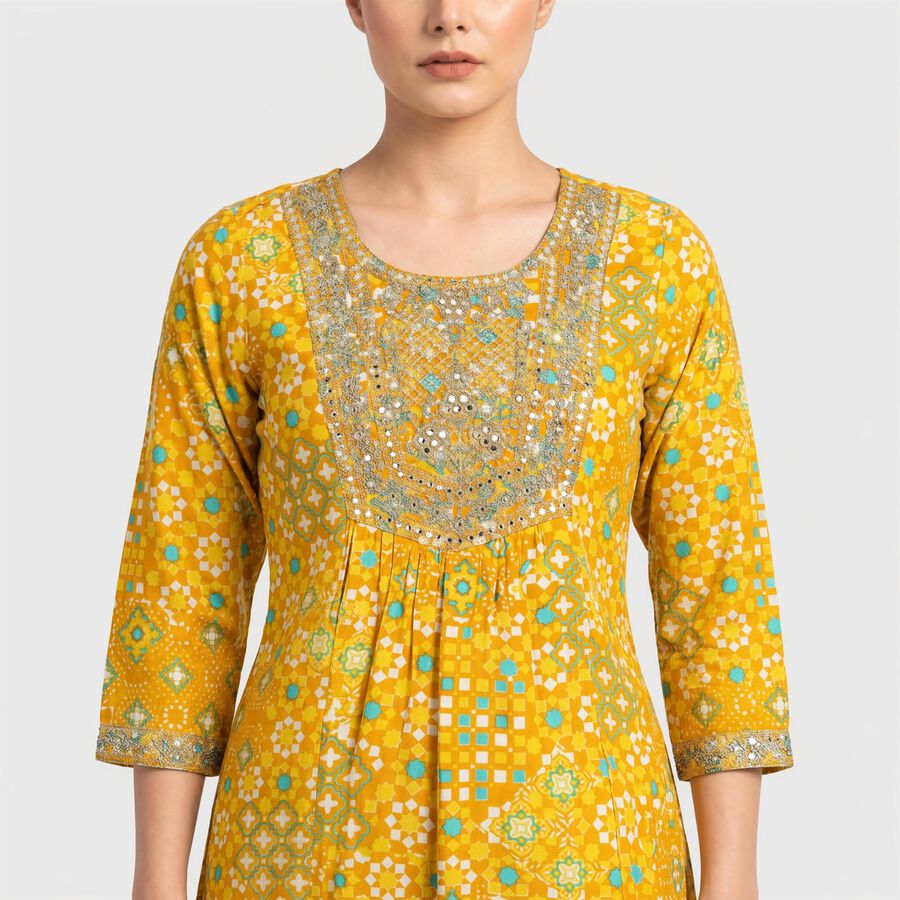 Women's Mustard Embroidered Ethnic Set, Mustard, large