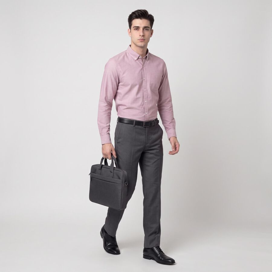 Men's Pink Button-Down Collar Slim Fit Formal Shirt, गुलाबी, large