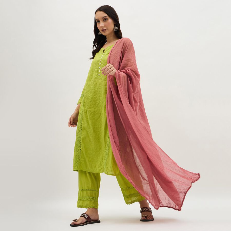 Women's Muted Pink Cotton Crinkled Dupatta, Purple, large image number null