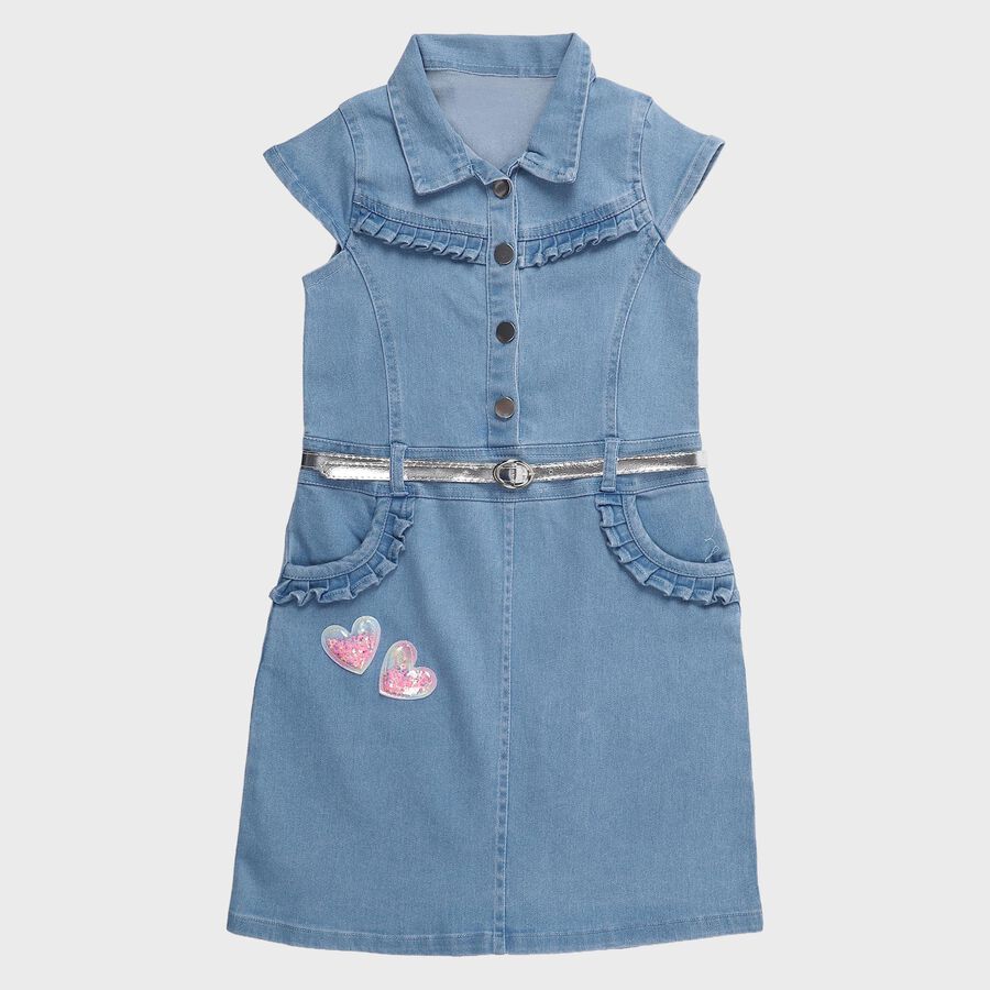 Girls' Frock, हल्का नीला, large