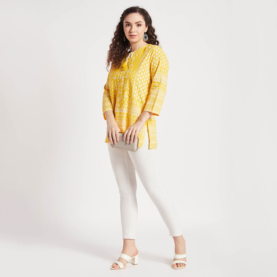 Solid Straight Kurti, Yellow, large image number null