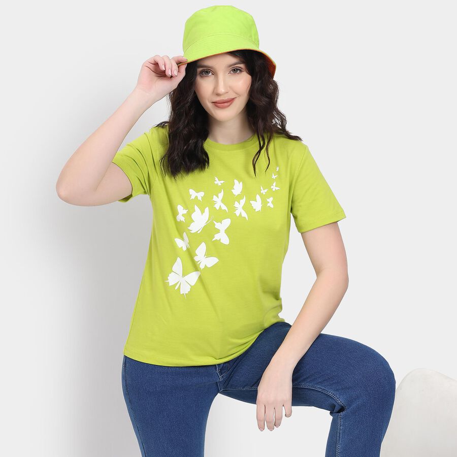 Ladies' Round Neck T-Shirt , Neon Green, large