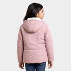 Girls' Purple Hooded Puffer Jacket, Purple, small