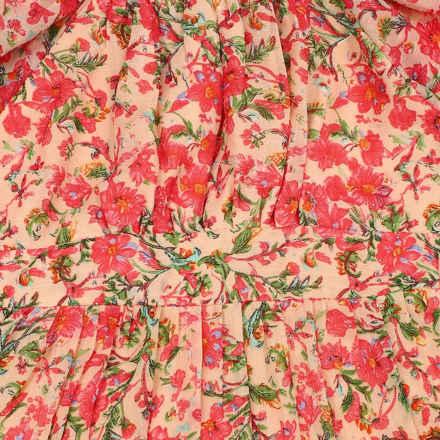 Girls Pink Off Shoulder Fit and Flare Dress, गुलाबी, large