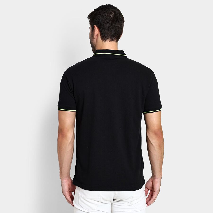 Men's 100% Cotton Collared Half Sleeves T-Shirt , काला, large image number null