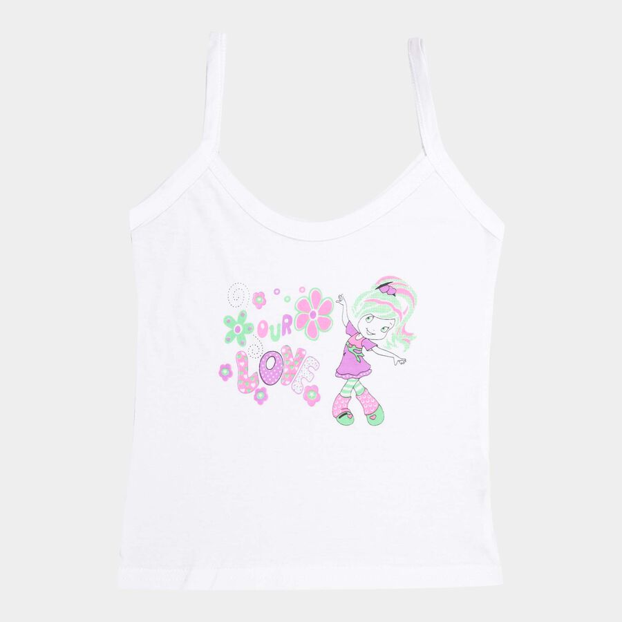 Girls Cotton Solid Vest, White, large image number null