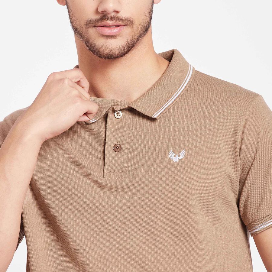 Solid Polo Shirt, Beige, large image number null