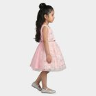 Girls' Pink Fit and Flare Sequin Embellished Party Wear Frock, हल्का गुलाबी, small