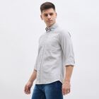 Men's Light Grey Cotton Full Sleeve Button-Down Classic Shirt, हल्का ग्रे, small image number null