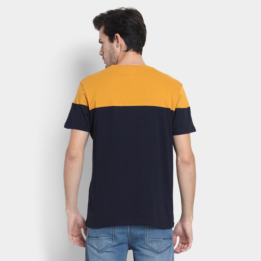 Men's 100% Cotton Round Neck Half Sleeves T-Shirt , Navy Blue, large image number null