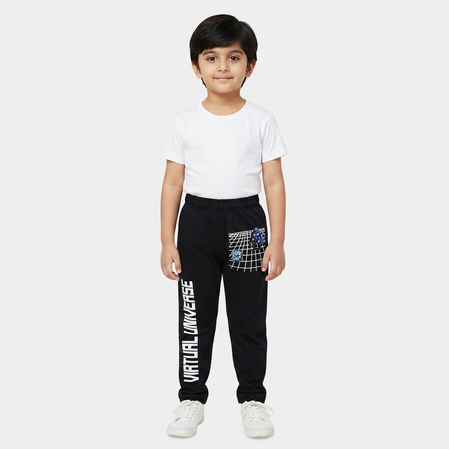 Boys' Navy Blue Straight Fit Graphic Printed Cotton Blend Pyjama, Navy Blue, large