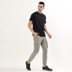 Men's Light Sage Green Slim Fit Cargo Trousers, हल्का ग्रे, small image number null