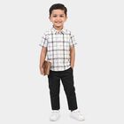 Boys White Cotton Short Sleeves Collared Regular Fit Shirt, White, small