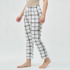 Women's White and Olive Checkered Elastic Waist Pyjama, सफ़ेद, small