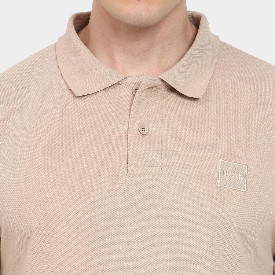 Men's Collared Half Sleeves T-Shirt, Beige, large image number null