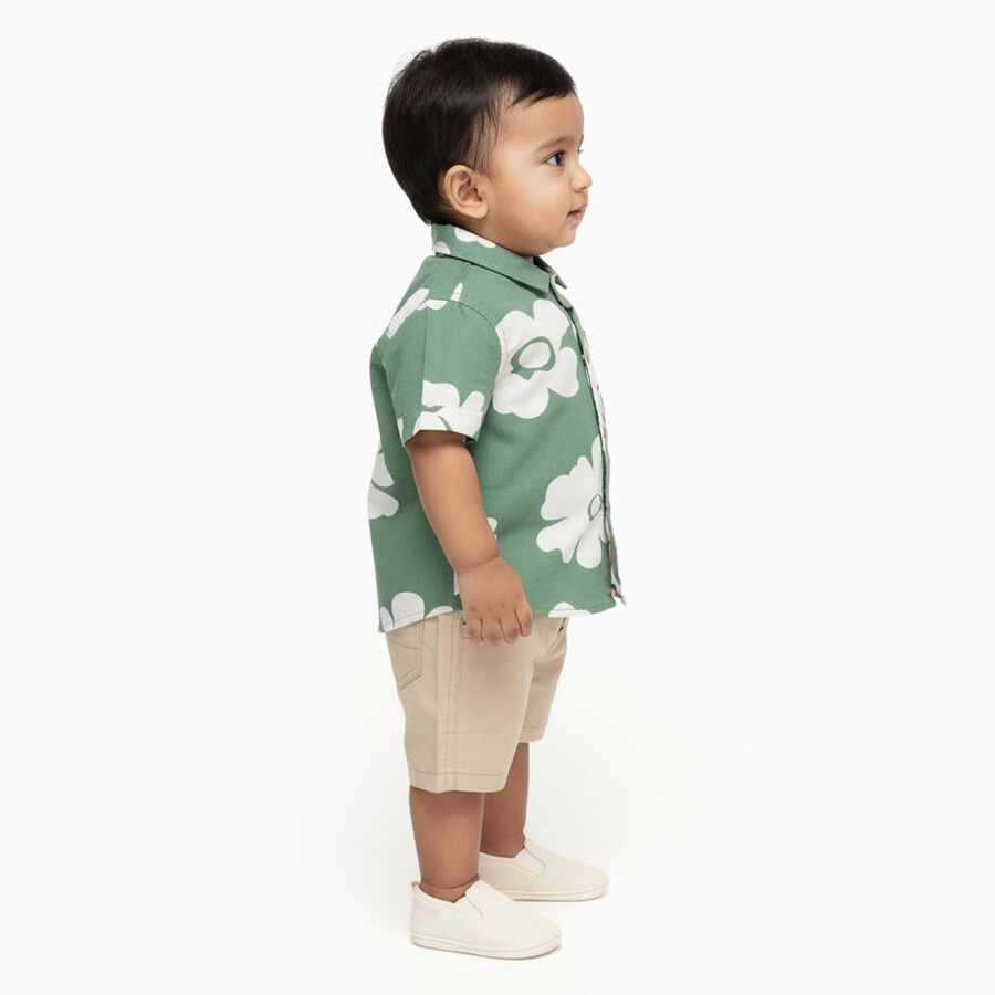 Infants' Olive Cotton Collared Floral Baba Suit, Olive, large