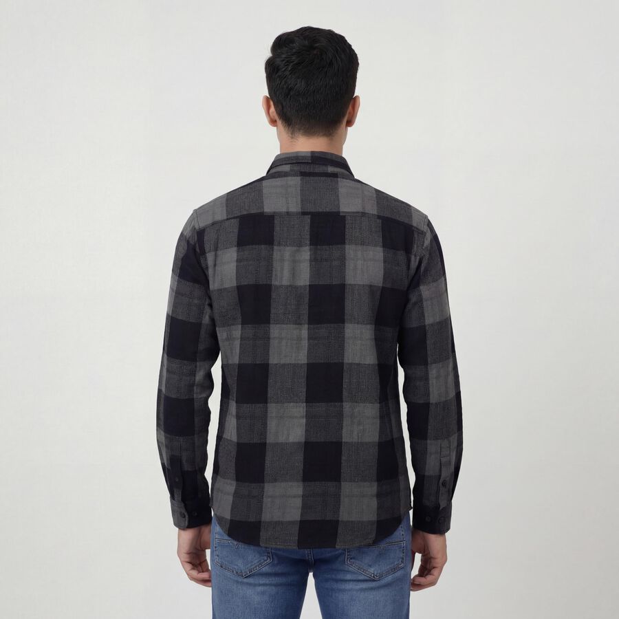 Men's Navy Blue Cotton Classic Casual Shirt, Navy Blue, large