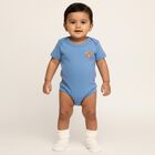Infants' Light Blue and Blue Cotton Round Neck Casual Bodysuit, Light Blue, small image number null