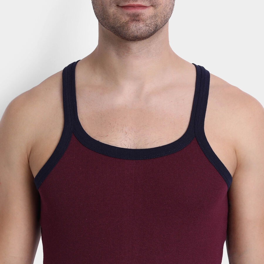 Cotton Single Jersey Sleeveless Gym T-Shirt, Maroon, large image number null