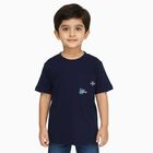 Boys Deep Midnight Navy Blue Cotton Crew Neck Casual T-Shirt, Navy Blue, small image number null