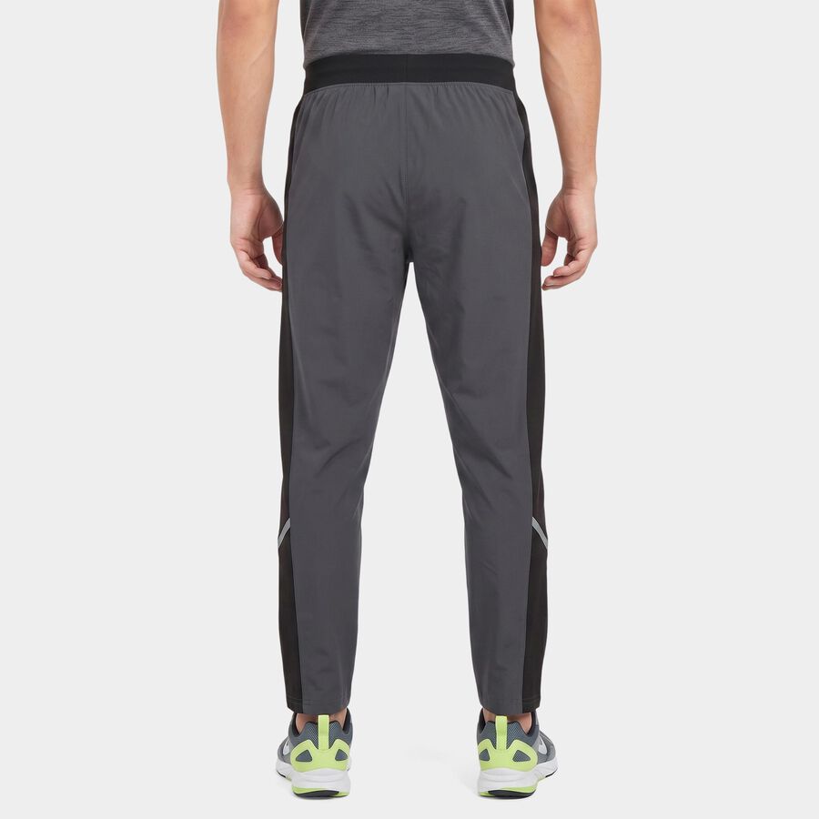 Men's Charcoal Straight Fit Panelled Track Pants, गहरा ग्रे, large
