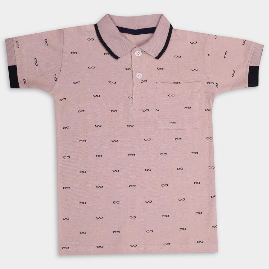 Boys' 100% Cotton Half Sleeves T-Shirt , Light Pink, large image number null