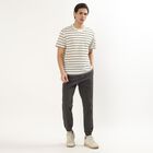 Men's Off White Round Neck Casual T-Shirt, Off White, small