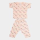Infants Cotton Printed Night Suit, Peach, small image number null