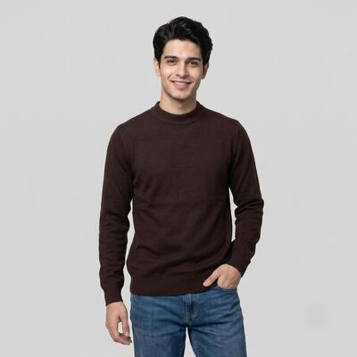 Men's Brown Crew Neck Pullover