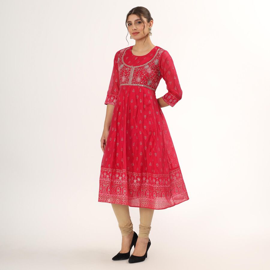 Ladies' Kurta , रानी (फ्यूशिया), large image number null