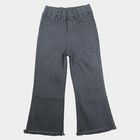 Girls Grey Flared Fit Frayed Hem Jeans, गहरा ग्रे, small