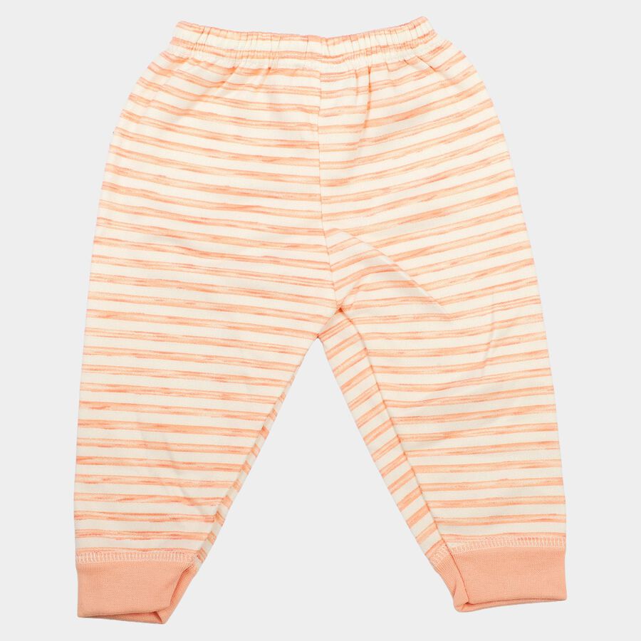 Infants' Peach Jogger Fit Striped Pyjama, पीच, large
