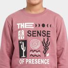 Boys' Pink Crew Neck Graphic Print Sweatshirt, गुलाबी, small