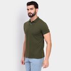 Men's Collared Half Sleeves T-Shirt , ओलिव, small
