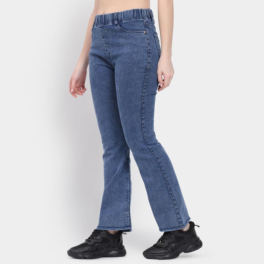 Ladies' Jeans , मध्यम नीला, large