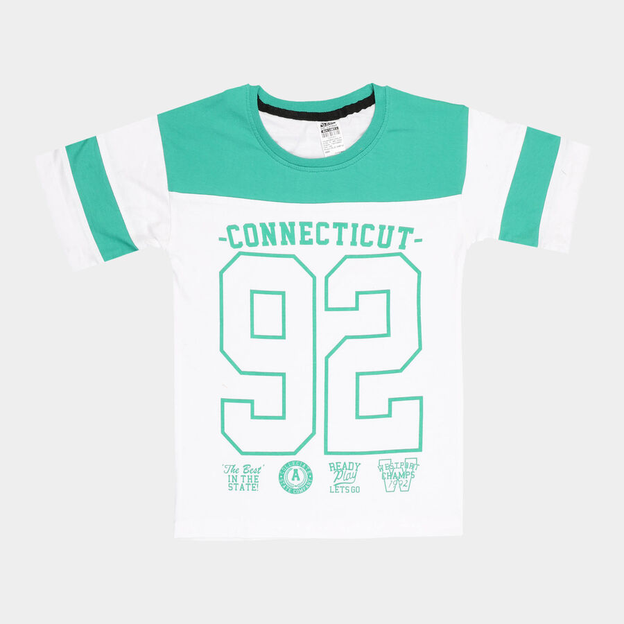 Boys Cotton T-Shirt, हल्का हरा, large image number null