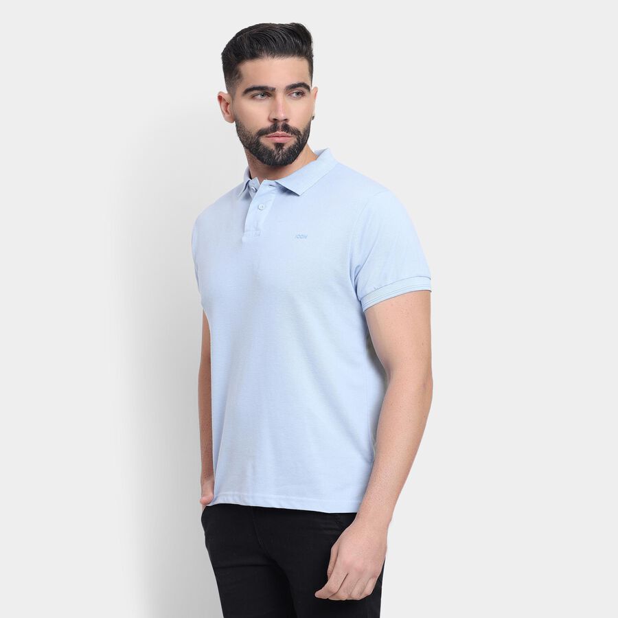 Men's Collared Half Sleeves T-Shirt, Light Blue, large image number null