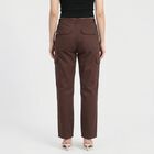 Women Brown Straight Fit Cargo Trousers, Brown, small