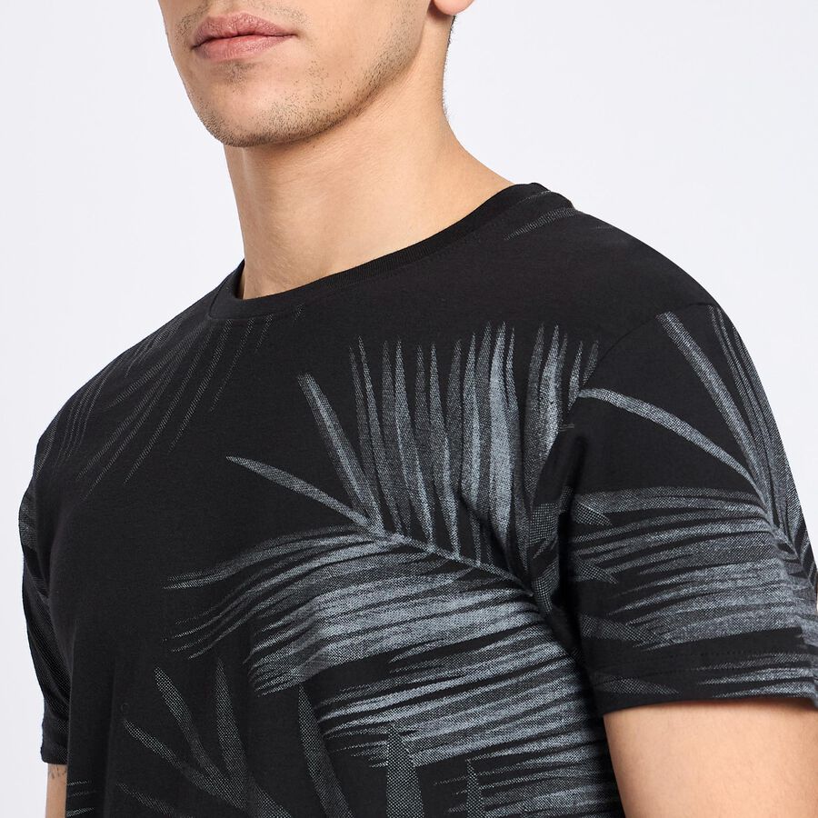 Men's 100% Cotton Round Neck Half Sleeves T-Shirt , काला, large