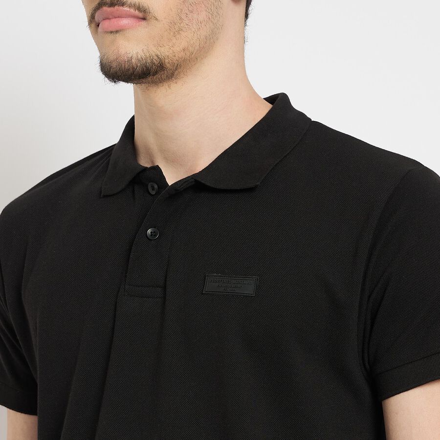 Men's Collared Half Sleeves T-Shirt , Black, large image number null