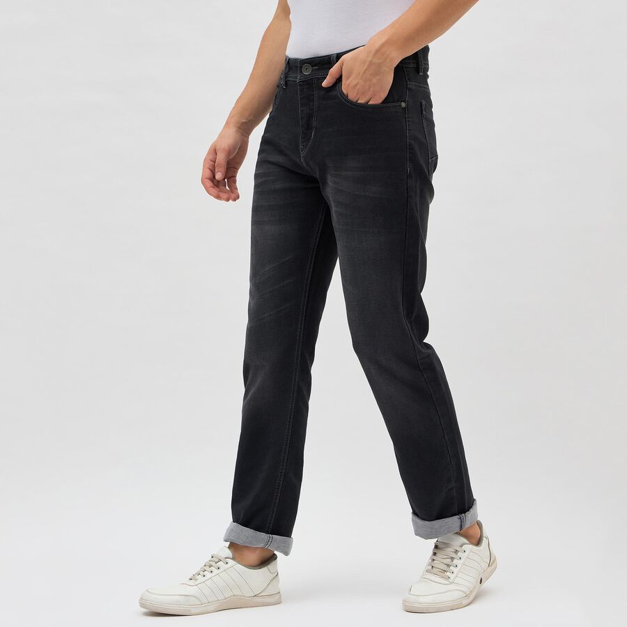 Men's Dark Charcoal Black Slim Fit Jeans, गहरा ग्रे, large image number null