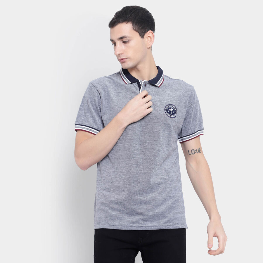 Solid Polo Shirt, Navy Blue, large image number null