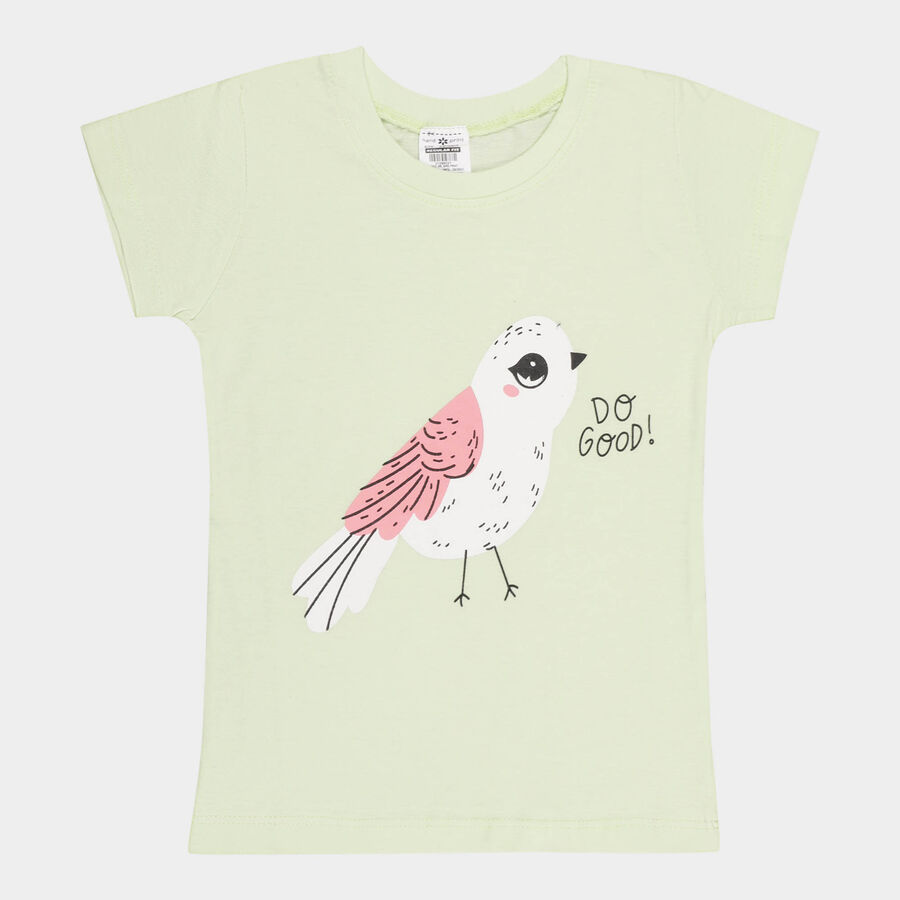 Girls Cotton T-Shirt, Light Green, large image number null