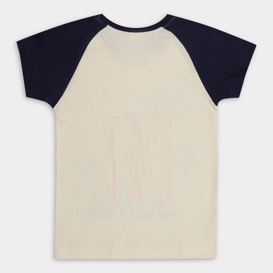 Boys' 100% Cotton Half Sleeves T-Shirt , Off White, large image number null
