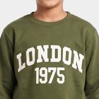 Boys' Olive Green Crew Neck Pullover Sweatshirt, Olive, small